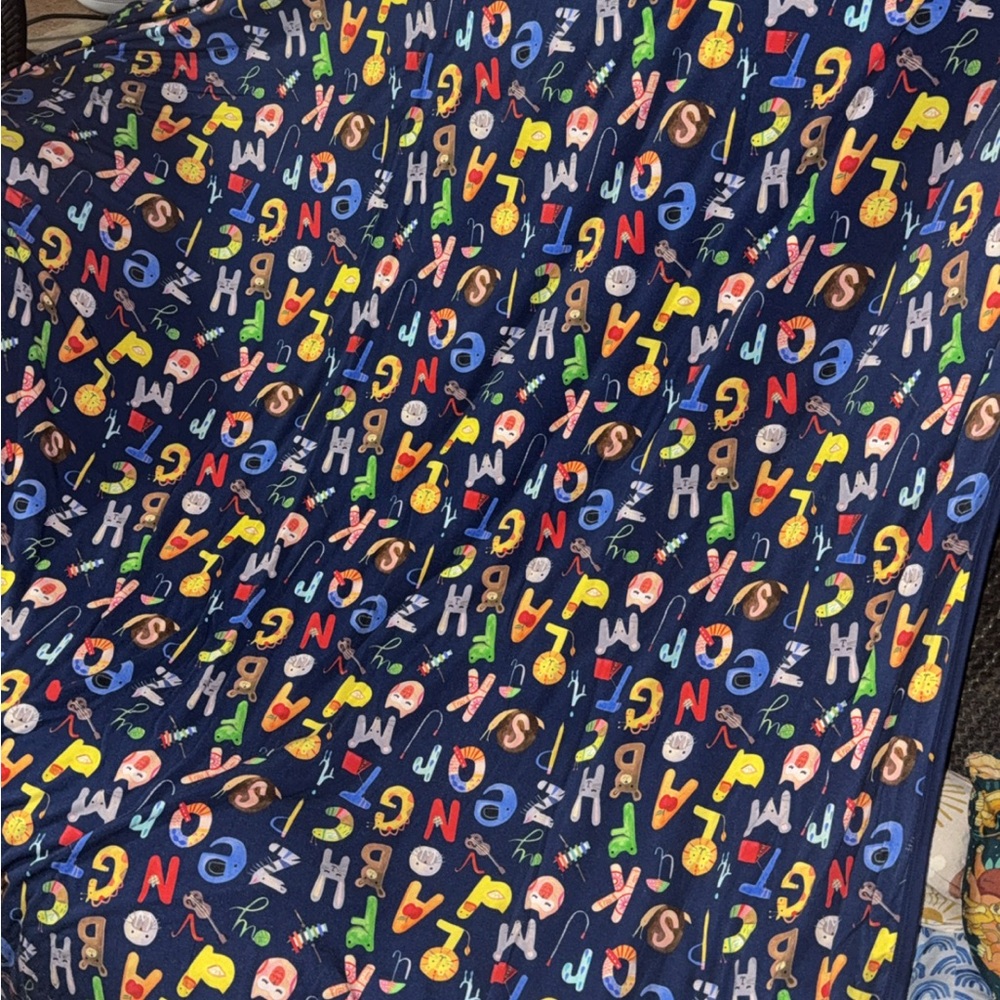 Navy alphabet LS cloud blanket